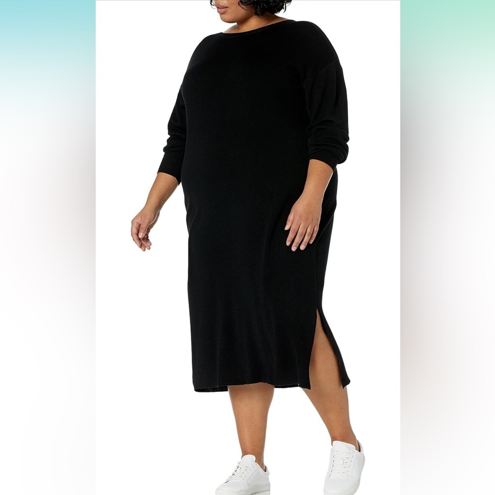 The Drop Women's Suki Rib Midi  V-Back Dress, XXL​